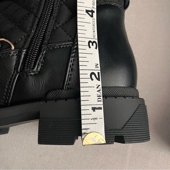 Sabrini Black Caviar Quilted Tall Boots Size 7 Chunky Heel New - Picture 11 of 11